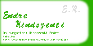 endre mindszenti business card